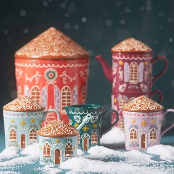 NWT ANTHROPOLOGIE Gingerbread Ceramic Stoneware Tea For 2 - Picture 5 of 5